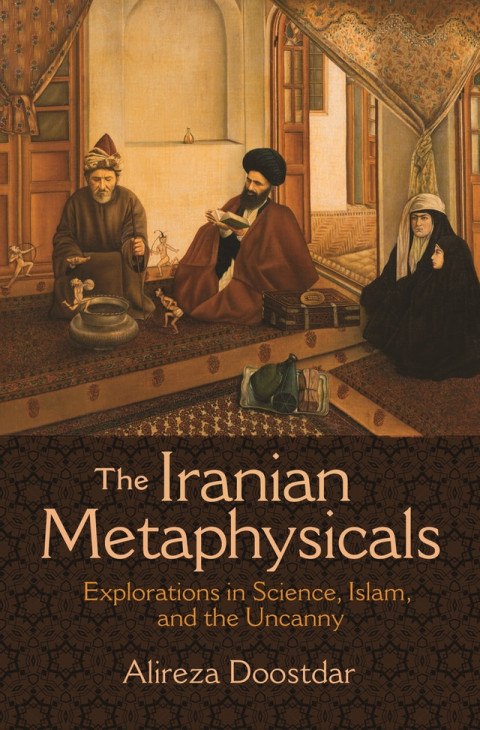 The cover of a book featuring a painting of four Iranians with four homunculi.