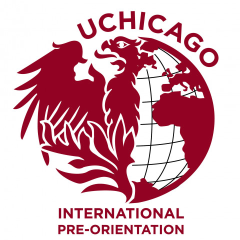 Half globe / half phoenix international pre-orientation logo.