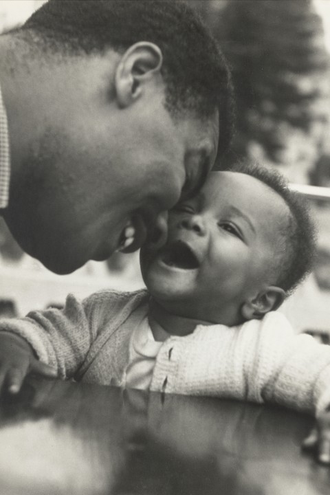 Photograph of Paul B. Moses with Michael Moses, c. 1964.