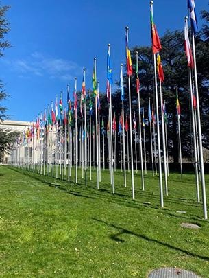 Outside the United Nations in Geneva, Switzerland