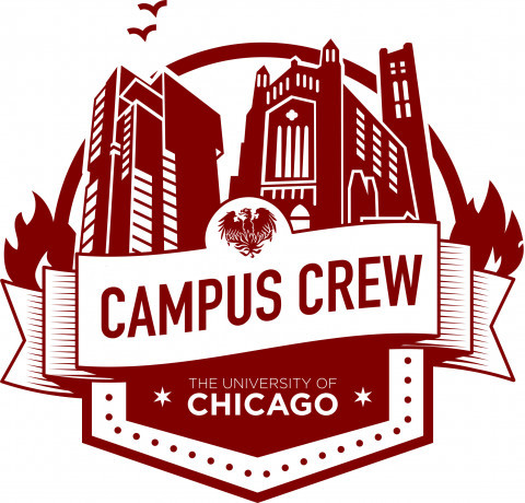 Campus crew logo with drawing of Rockefeller chapel.