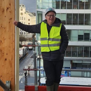 Man in hard hat at construction site