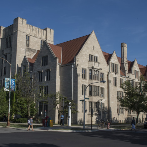 The outside of a gothic dormitory, Burton Judson hall, is pictured.